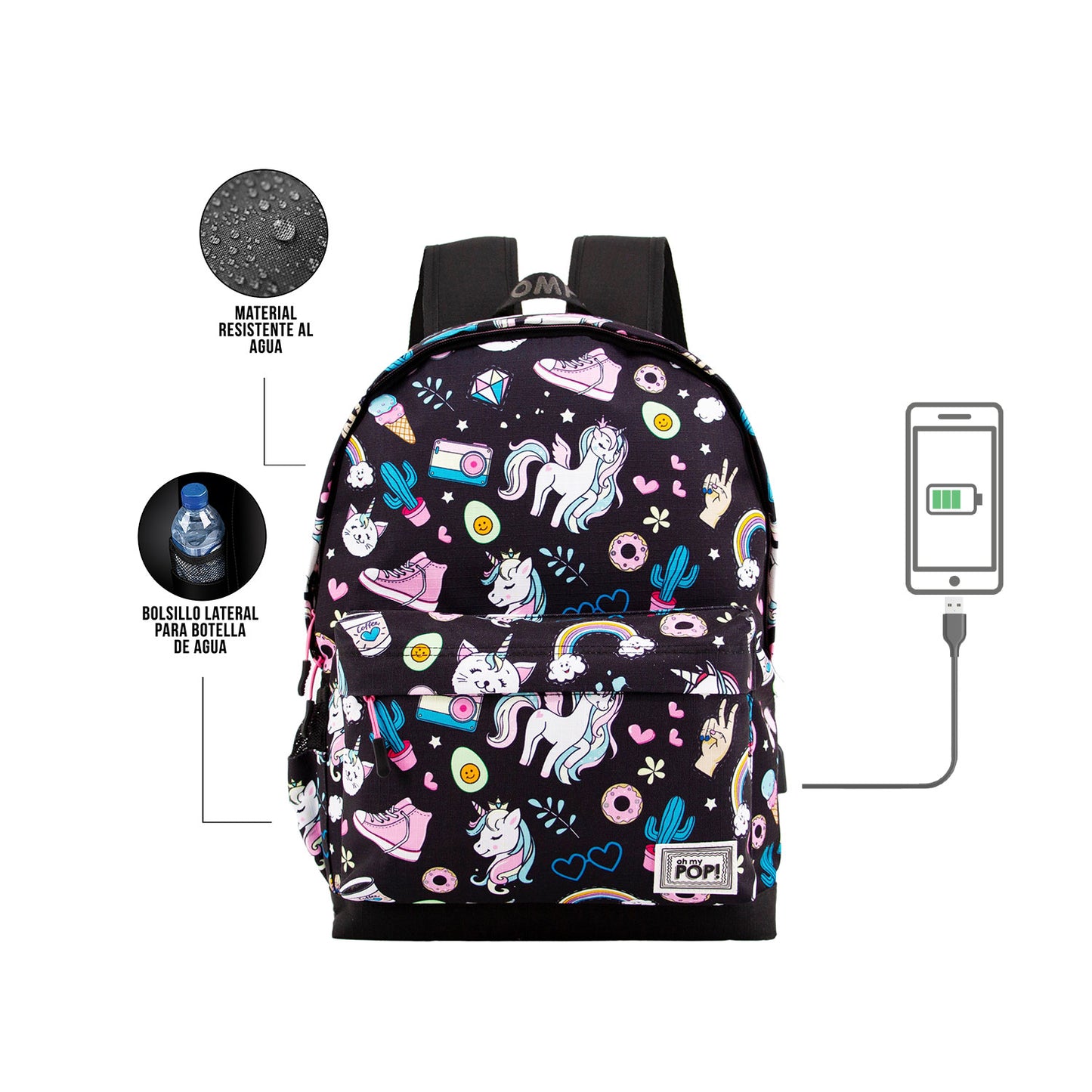 Mochila Oh My Pop Unicórnio “Illusion” 45cm