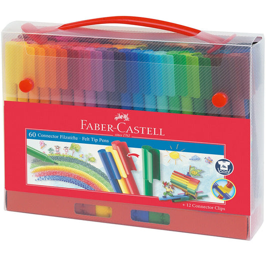 60 Canetas de Feltro Faber-Castell Connector